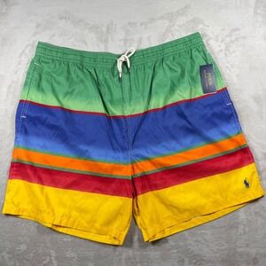 Polo Ralph Lauren Mens Multi Color Striped Swim Trunks 3XLT Big & Tall NEW